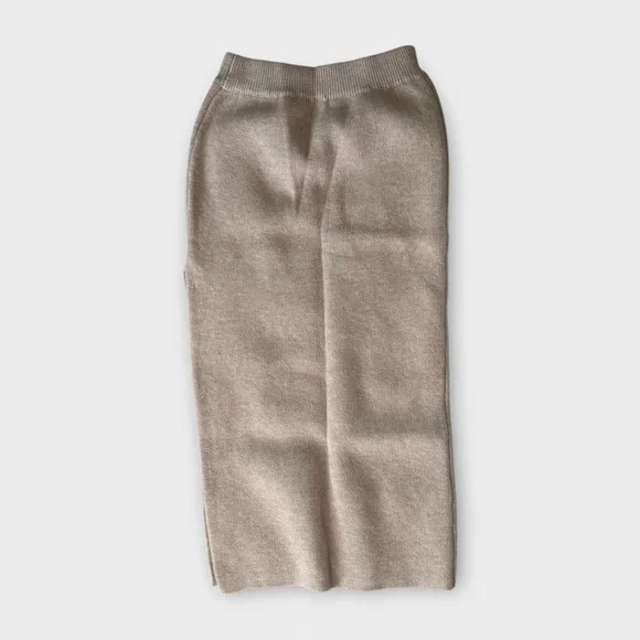 NEW Cupshe x JoJo Khaki Split Hem Maxi Sweater Skirt Medium - Picture 11 of 15